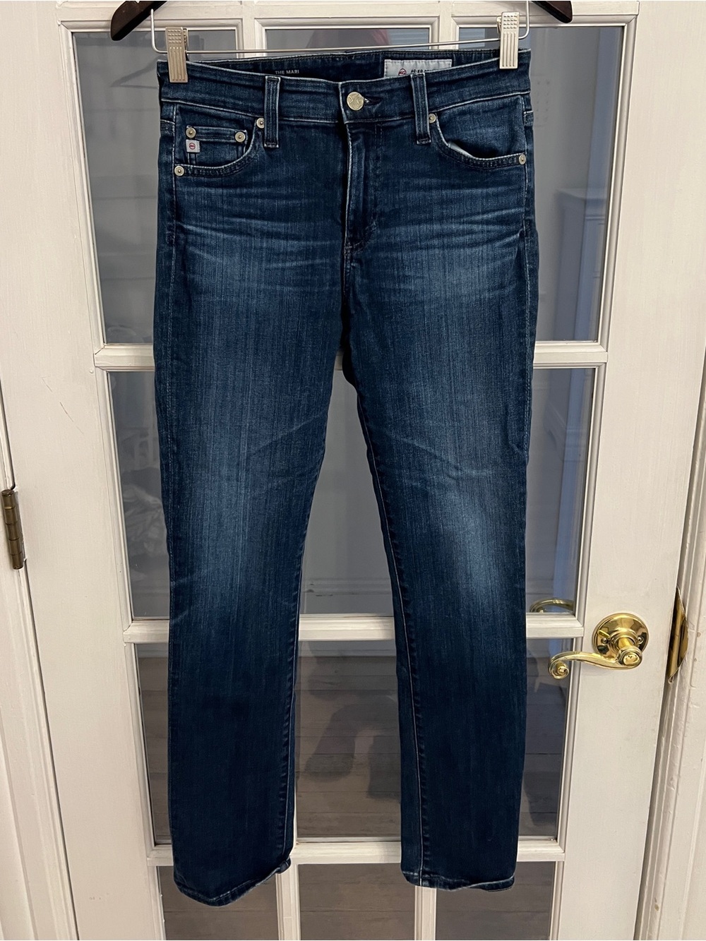 AG ADRIANO GOLDSCHMIED Women’s The Mari High Rise Straight Jeans Dark Wash 26R